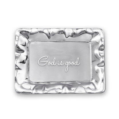 GIFTABLES Vento Rectangular Engraved Tray &quot;God is good&quot;