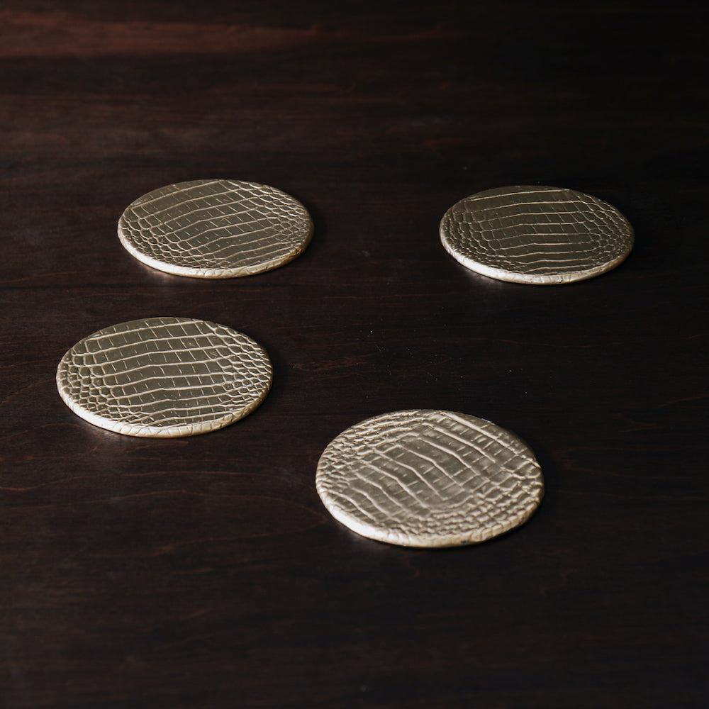 SIERRA MODERN Croc Coaster Set of Four (Gold)
