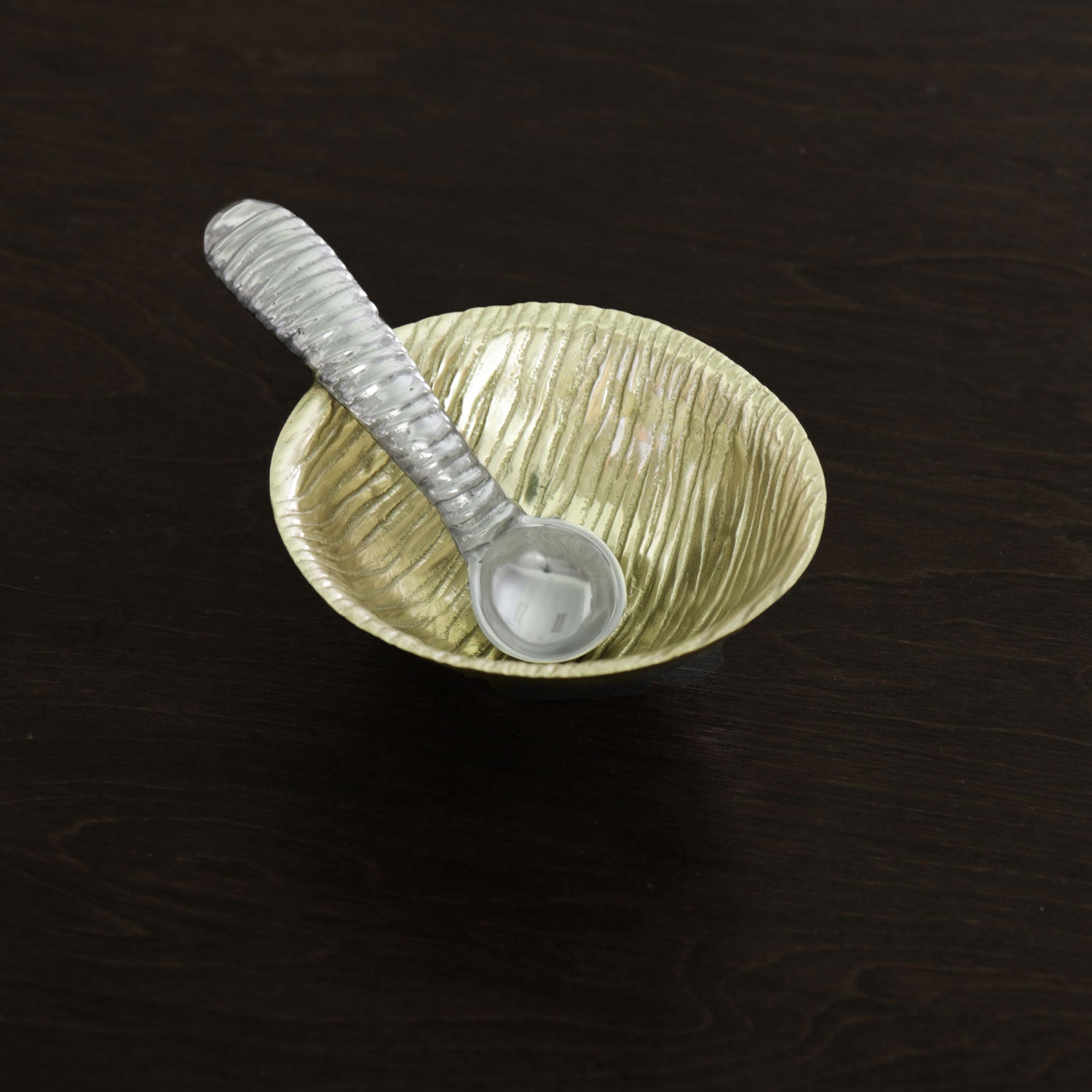 GIFTABLES Ripples Small Gold Bowl with Gunmetal Spoon (Gold and Gunmetal)