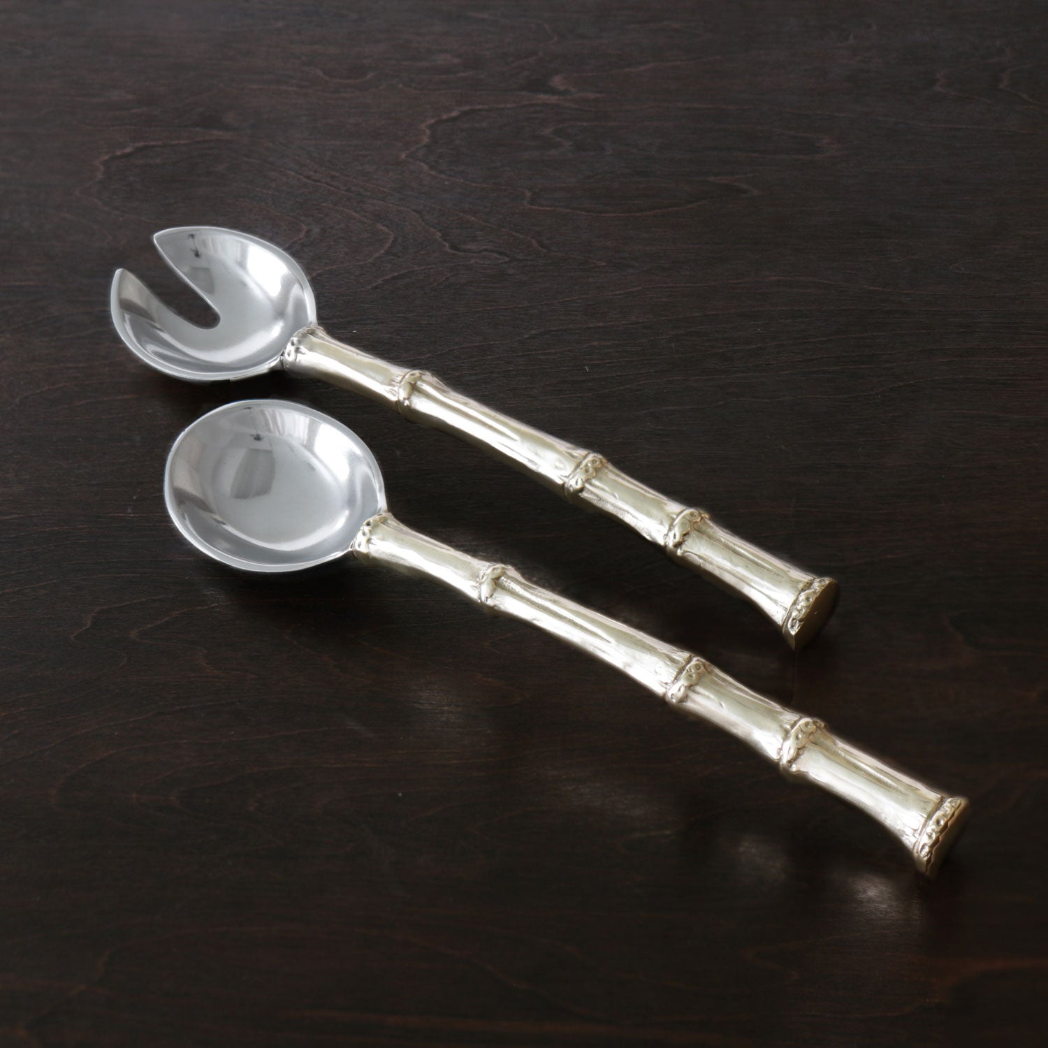 GARDEN Bamboo Salad Servers with Gold Handles