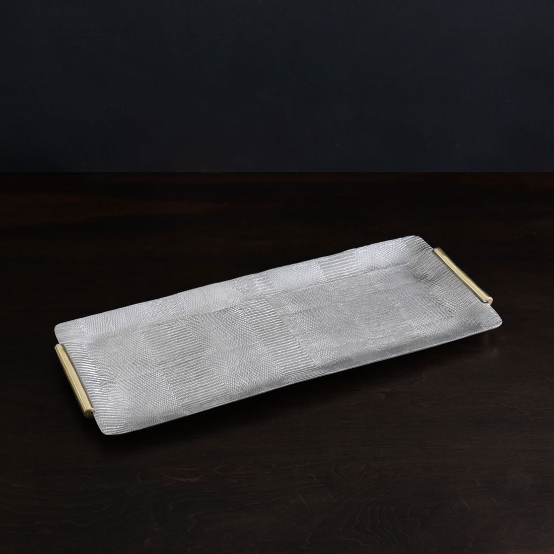 SIERRA MODERN Python Long Rectangular Tray with Handles (Gunmetal and Gold)