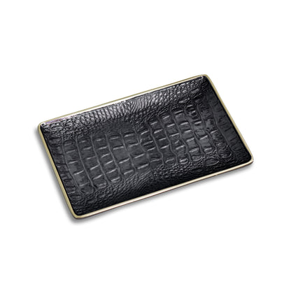 THANNI Croc Small Tray (Black and Gold)